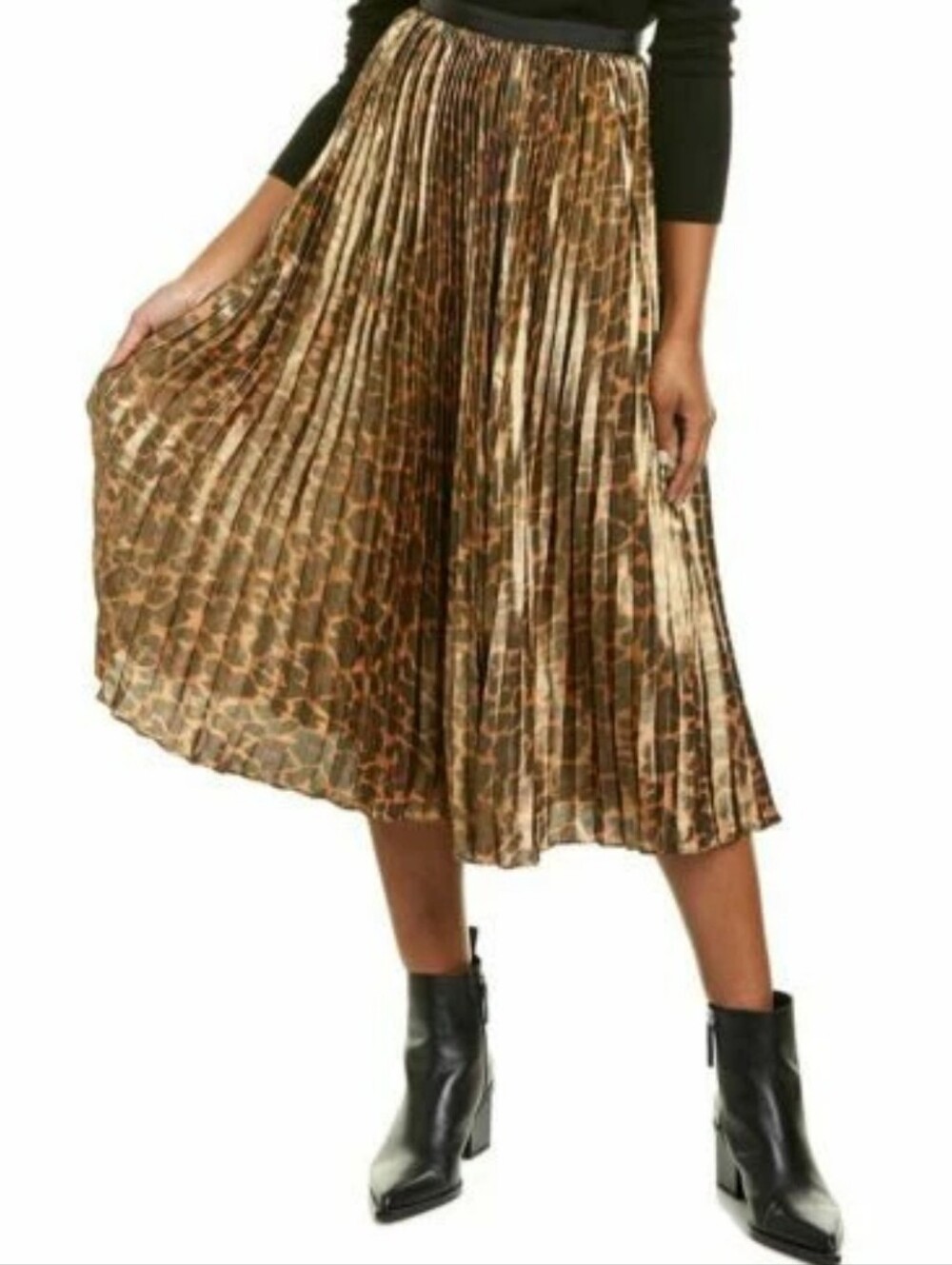 J.Crew women’s Paulina Foil Leopard Midi Pleated Skirt Size 12 NWT